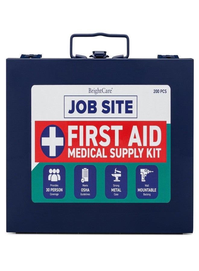 BrightCare Metal Case First Aid Kit for Job Site & Contractors - OSHA Compliant, Heavy Duty Case for Work Trucks, Fleet, Renovation, Industrial, and Construction- 200 Piece Wall Mount & Portable First Aid Kit - Image 1